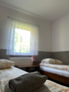 Sypialnia apartamentu na jeziorem