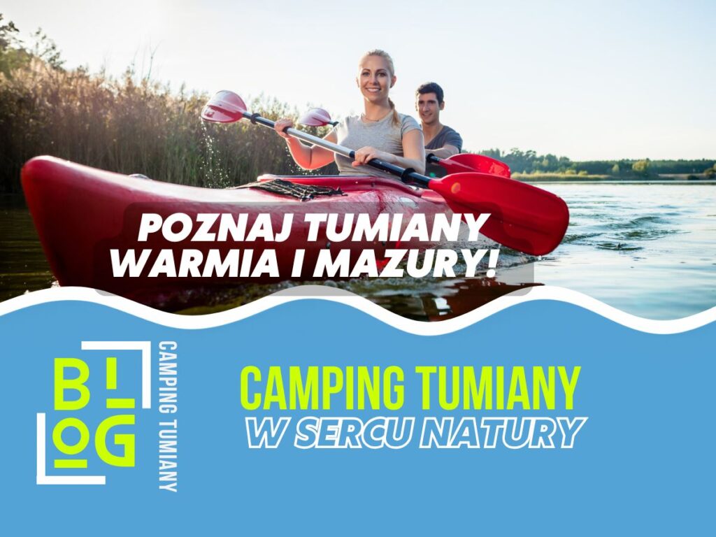 Kajakarze na rzece, promujący najpiękniejsze spływy kajakowe na Mazurach.