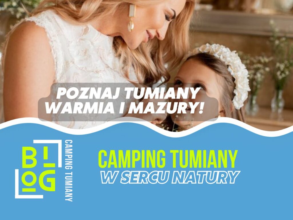 Matka i córka podczas uroczystości komunia nad jeziorem Pisz.