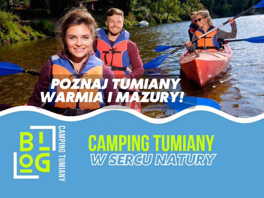 Grupa uśmiechniętych ludzi cieszy się spływem kajakiem na rzece otoczonej naturą.