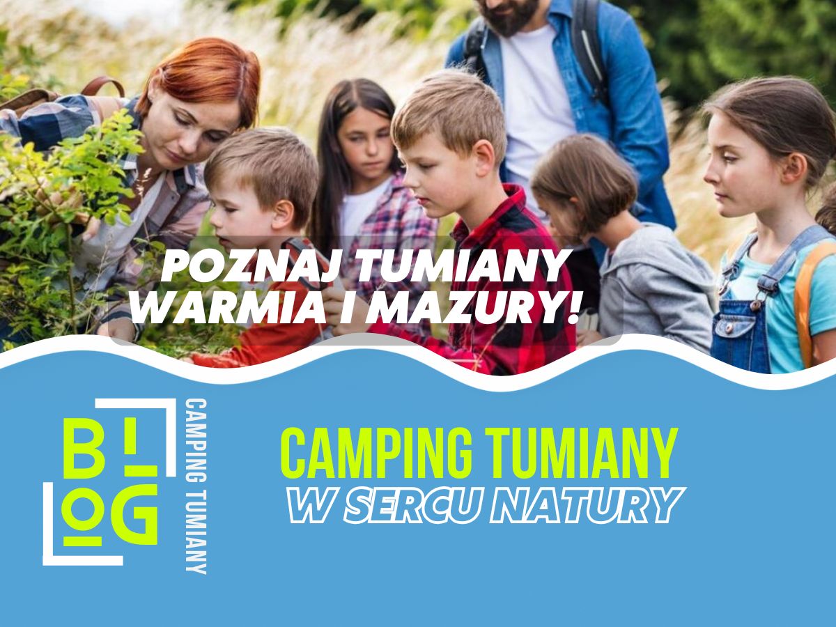 Grupa dzieci z nauczycielem poznaje przyrodę na zielonej szkole Mazury.