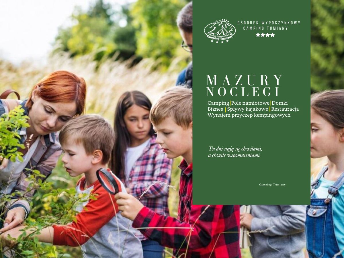 Dzieci uczestniczą w zajęciach na świeżym powietrzu podczas zielonej szkoły Mazury.
