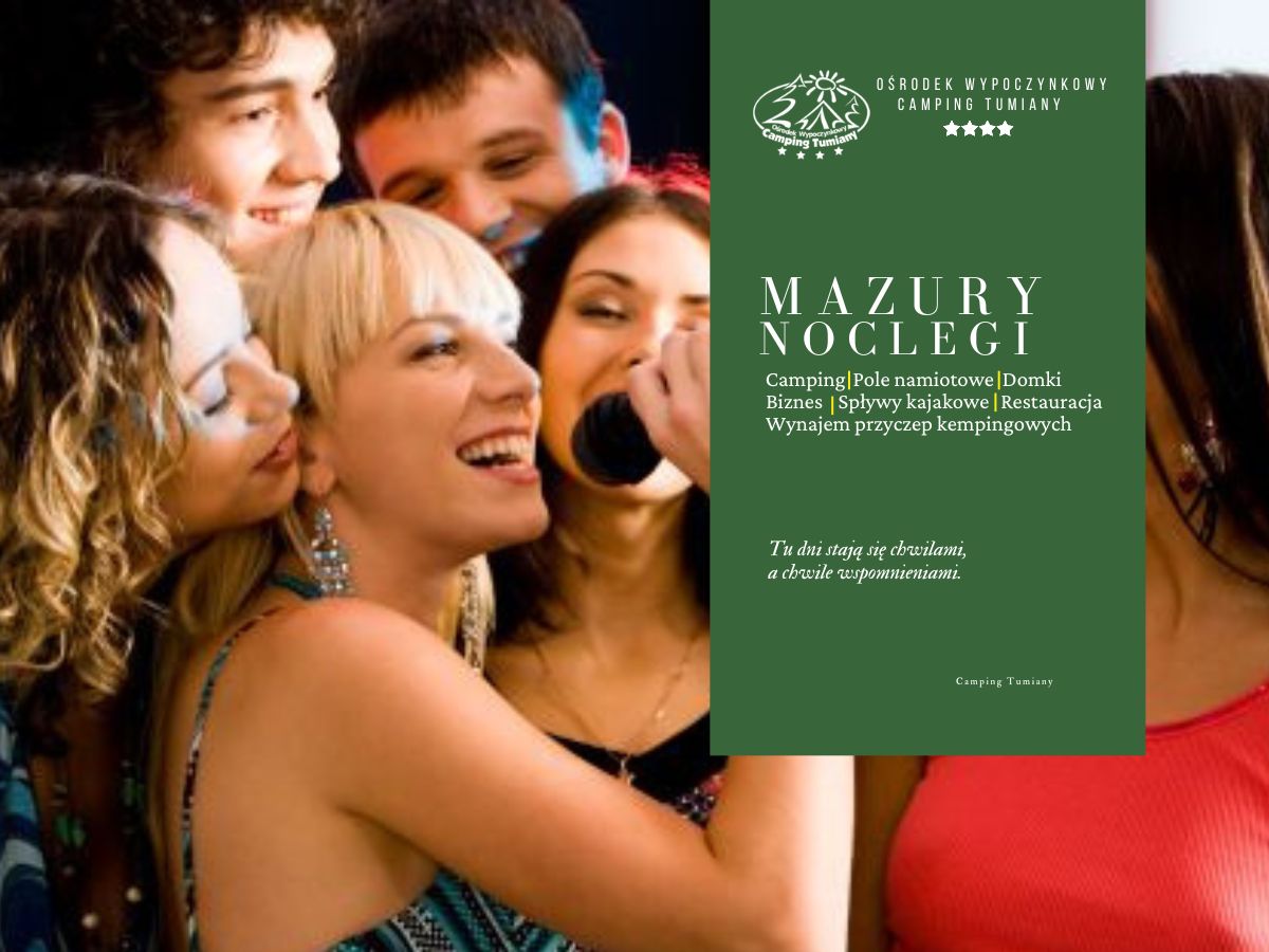 Grupa przyjaciół bawi się podczas imprezy integracyjnej Mazury.