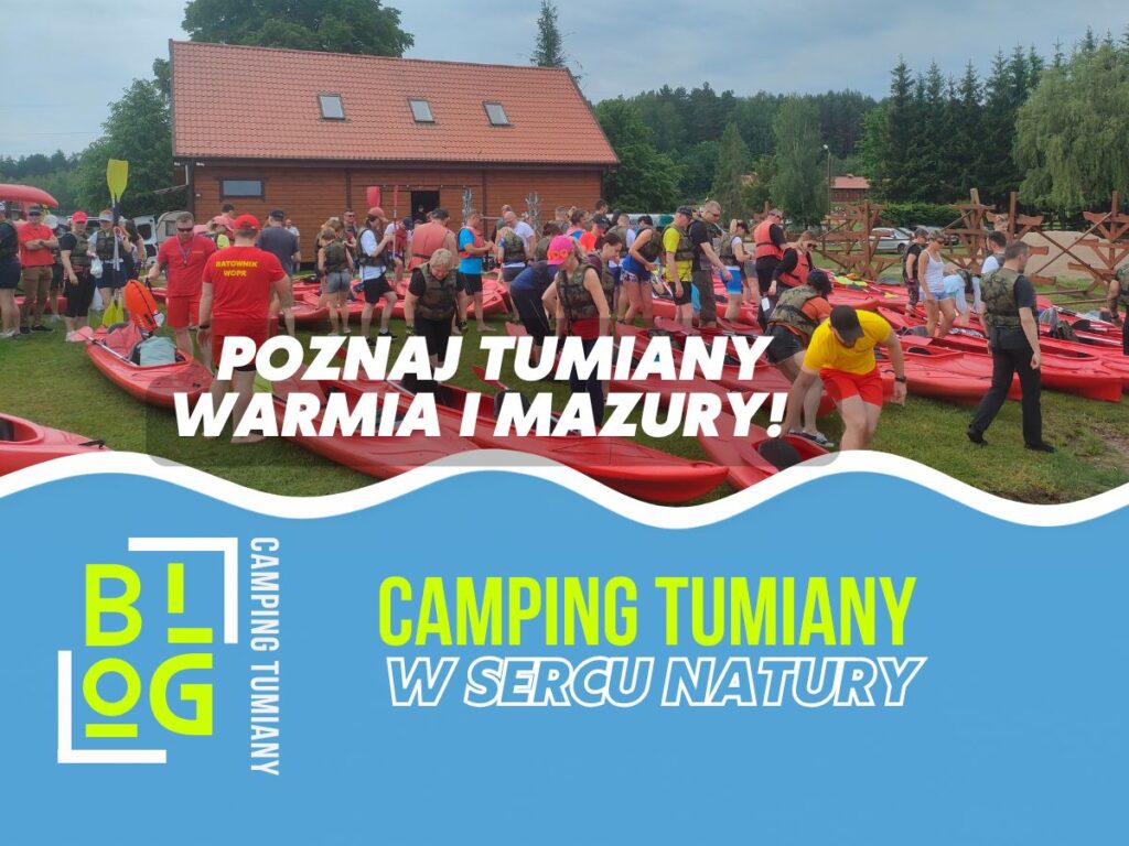 Piknik firmowy na Warmii i Mazurach: jeden teren z infrastrukturą, start 11:00–12:00; główna atrakcja spływ kajakowy 6–10 km, buf. 10–15%.